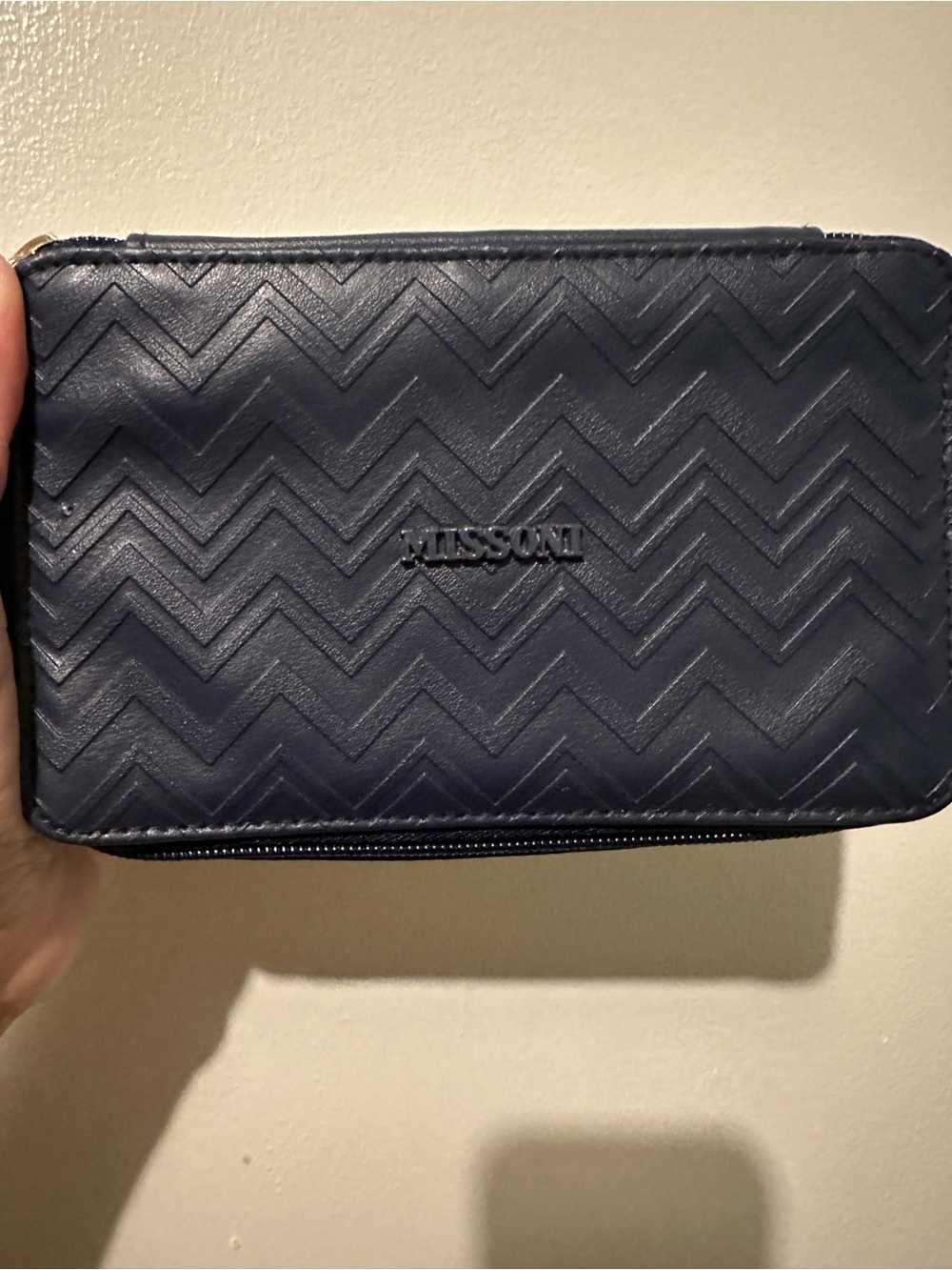 Like New Missoni x Delta Navy Chevron Quilted Zip Toiletry bag.